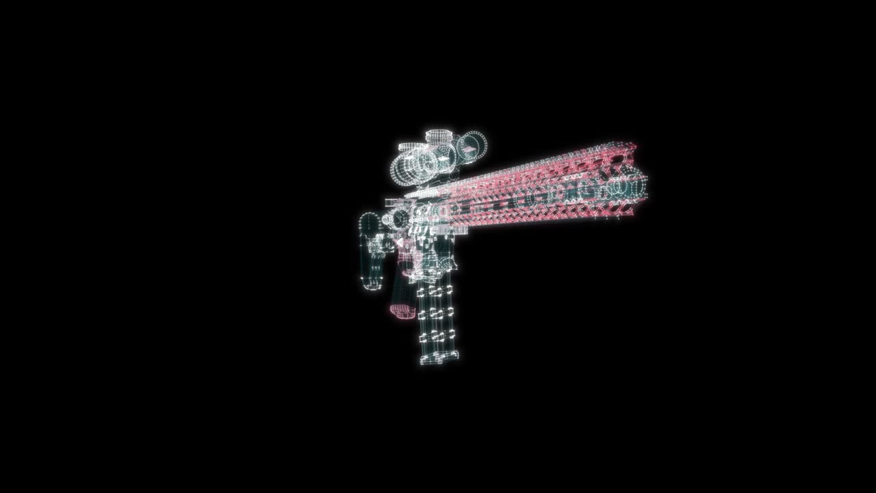 Submachine Gun Hologram. Weapon and Technology Concept