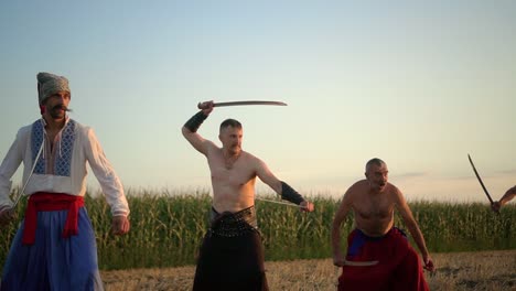 battle of the ukrainian cossacks with the turks on the field at sunset 07