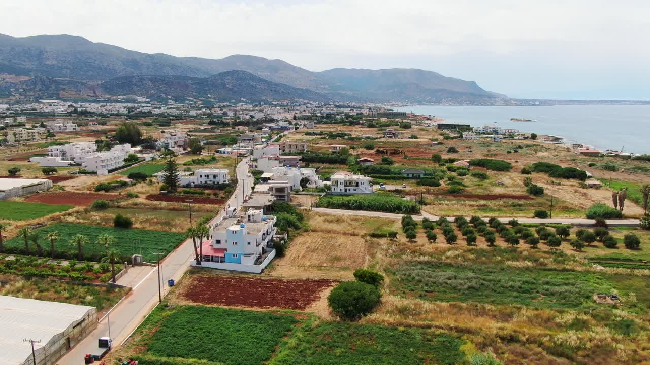 Rural Houses and Farms Near the Shoreline of Mediterranean Sea. Crete, Greece