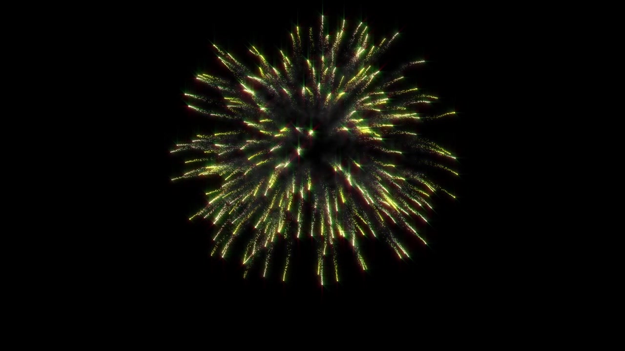 Singe Medium Size Fireworks Explosion on black background