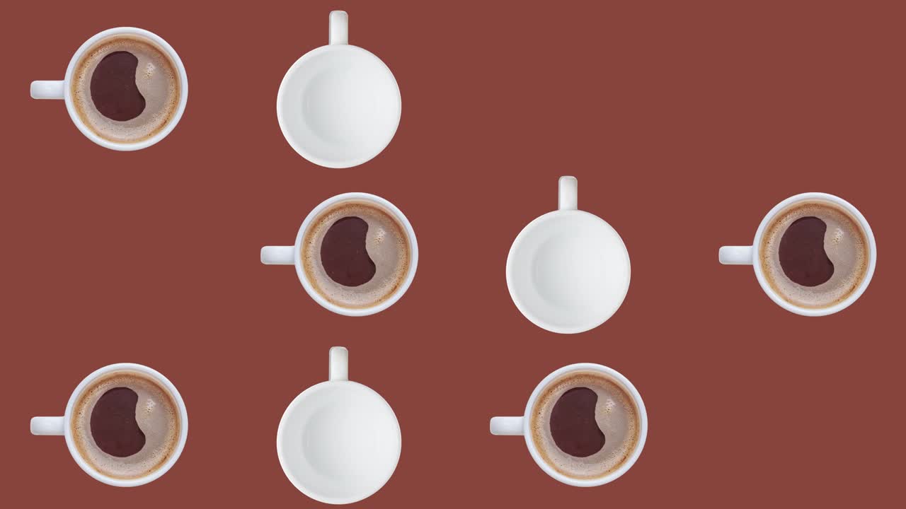 4k 60fps 애니메이션 루프 배경 - 커피 컵이 팝업 및 플립