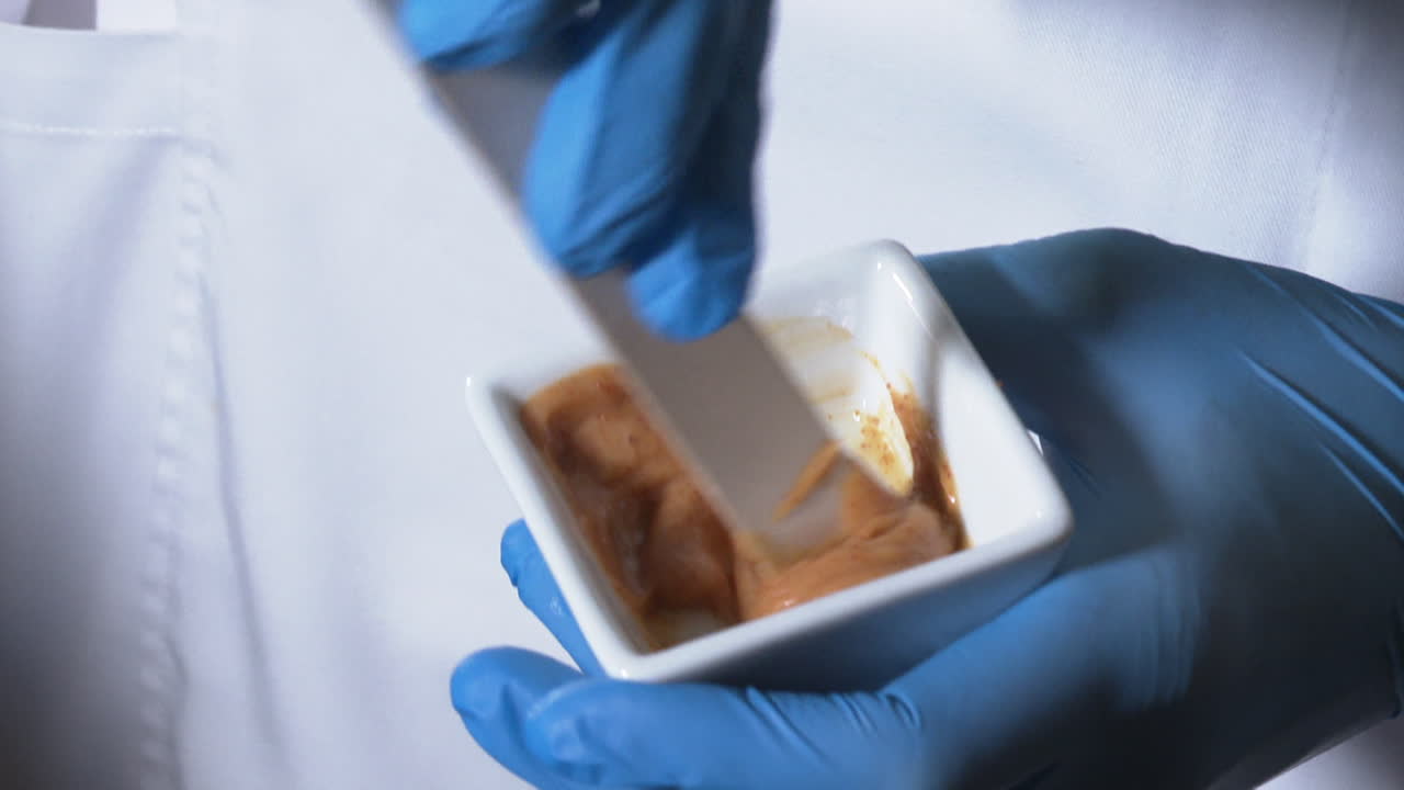 Mixing ingredients in a small bowl