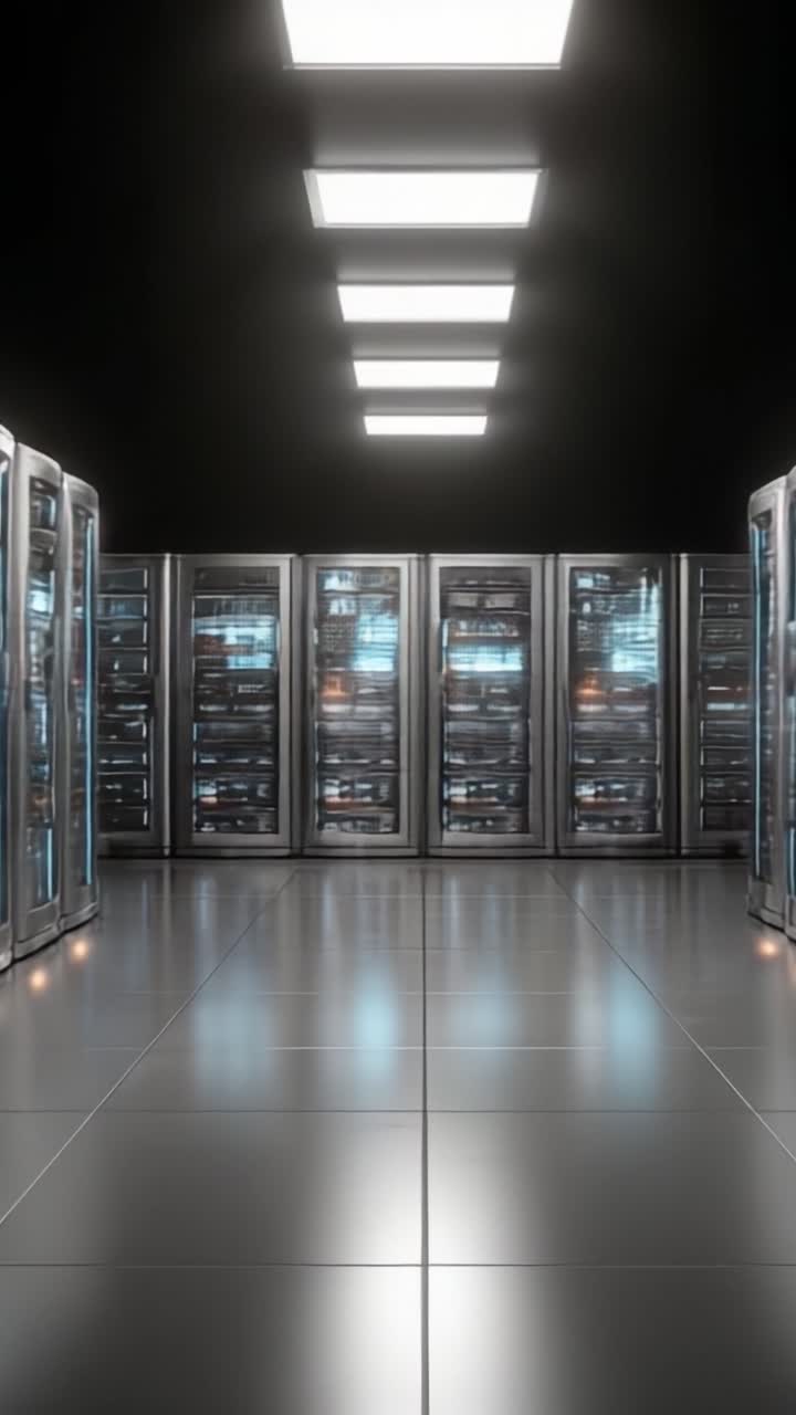 Højteknologisk datacenterinteriør med elegante serverrack og effektiv belysning for optimal ydeevne og lagring til at understøtte moderne digitale operationer.
