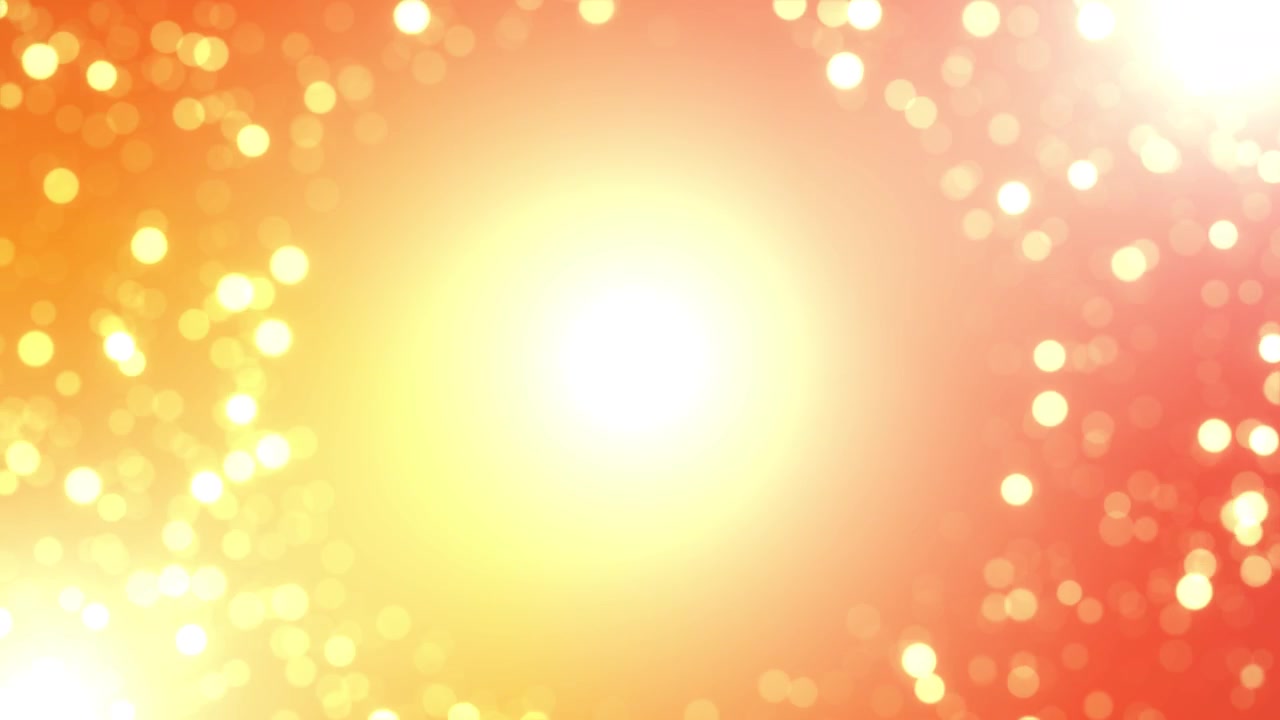 Sfere di luce calda arancione dorata, bokeh luminoso, transizione flare, illuminazione, montaggi per matrimoni, festivo
