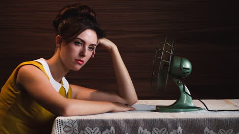 vintage woman with fan