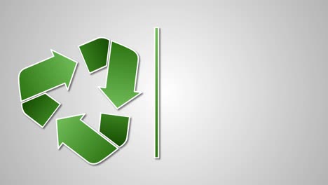 animation depicting the recycling symbol's transformation.