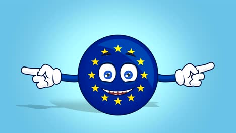 cartoon european union icon flag double side pointer with face animation