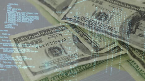 dollar bills with interface codes