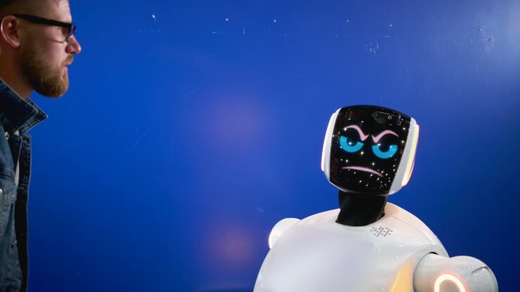 Uomo con un robot