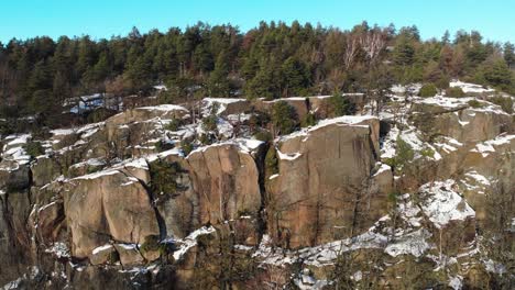 Aerial---Mountains-in-East-Gothenburg,-Sweden,-wide-truck-left-shot