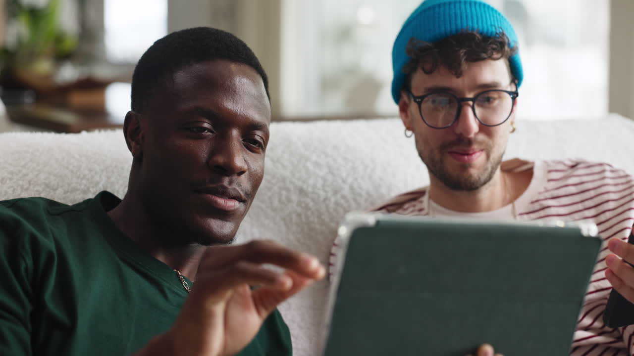 Two Friends Video Calling on a Tablet