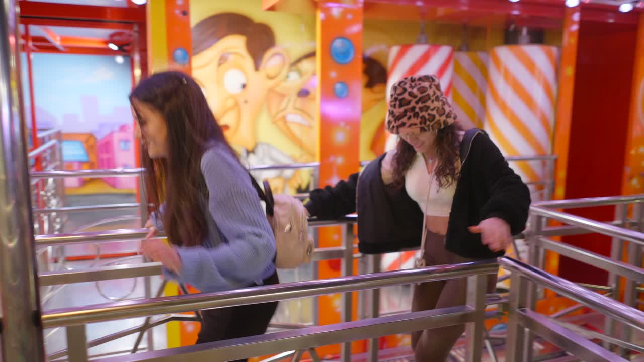 Teenage girls at a funfair