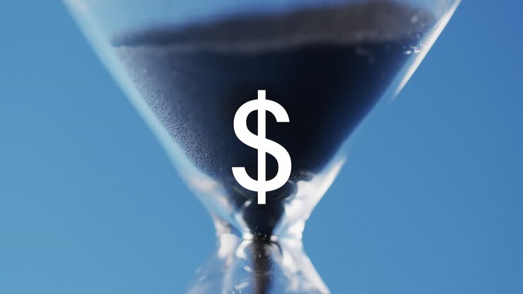 Animation of american dollar sign over hourglass