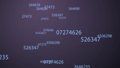animación de números cambiando y procesando en fondo púrpura