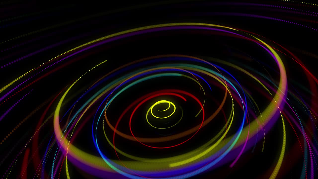stylish creative abstract background in 4k. colored lines swirling in spiral fly along swirling path. Motion design bg of particles shaping lines, helix and abstract structures. 3d render