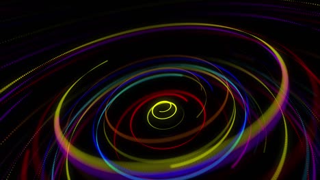stylish creative abstract background in 4k. colored lines swirling in spiral fly along swirling path. motion design bg of particles shaping lines, helix and abstract structures. 3d render