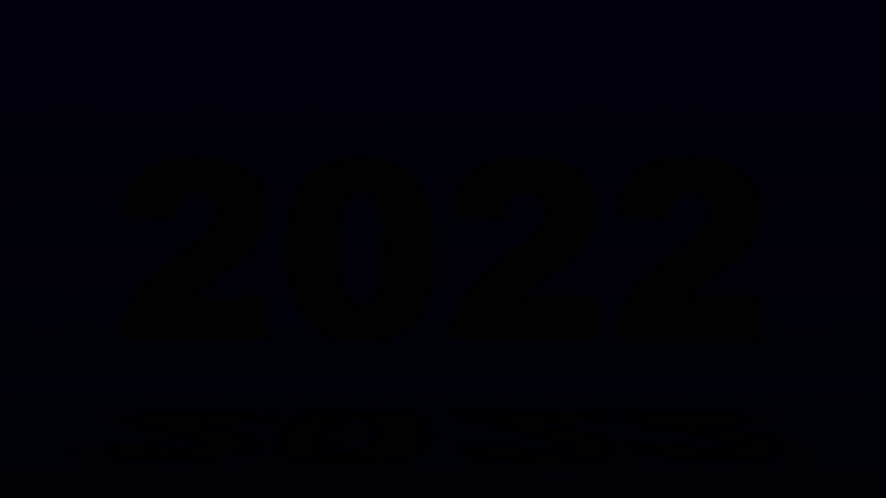 символ 2022 в быстром красно-голубом свете на черном фоне