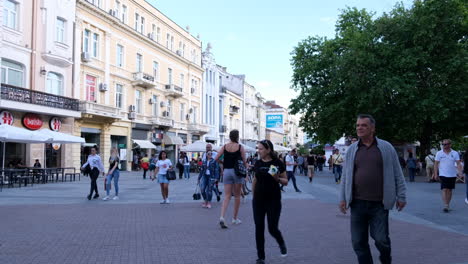 a lot of people walking in downtown plovdiv, european capital of culture for 2019