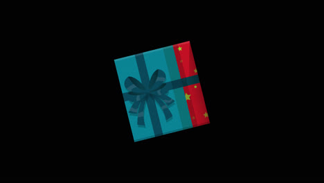 blue gift box with red and yellow stars