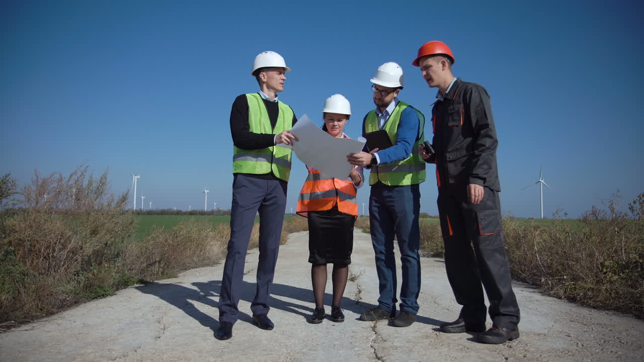 Wind Farm Engineers Reviewing Plans