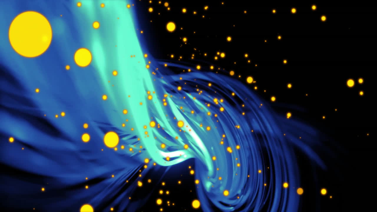 Animation of yellow spots over neon blue trails