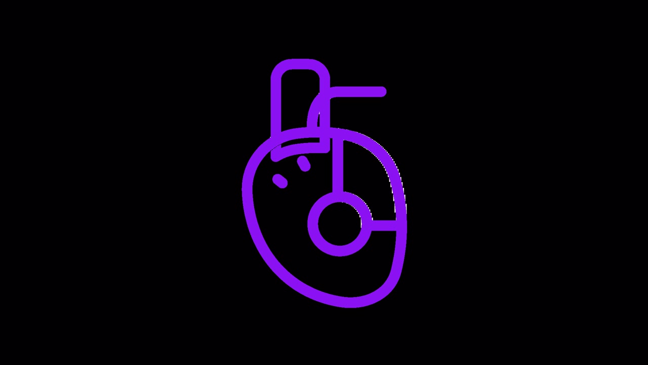 Ícone Animado de Contorno Roxo de Coração Humano