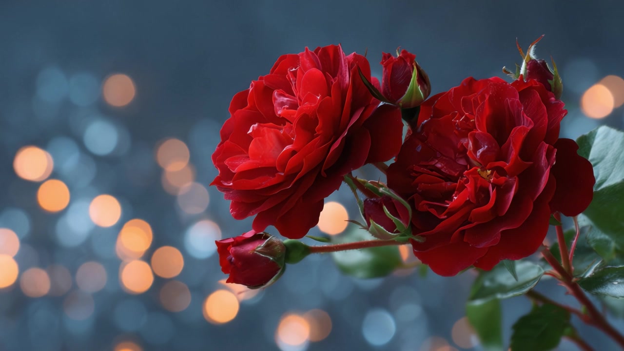Impresionante Exhibición de Rosas Rojas Contra un Fondo Azul Brillante: Un Cautivador Contraste de la Belleza de la Naturaleza y el Estilo Artístico en la Fotografía Floral