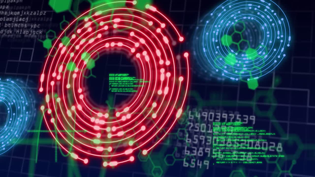 animación del procesamiento de datos a través de una red de conexiones