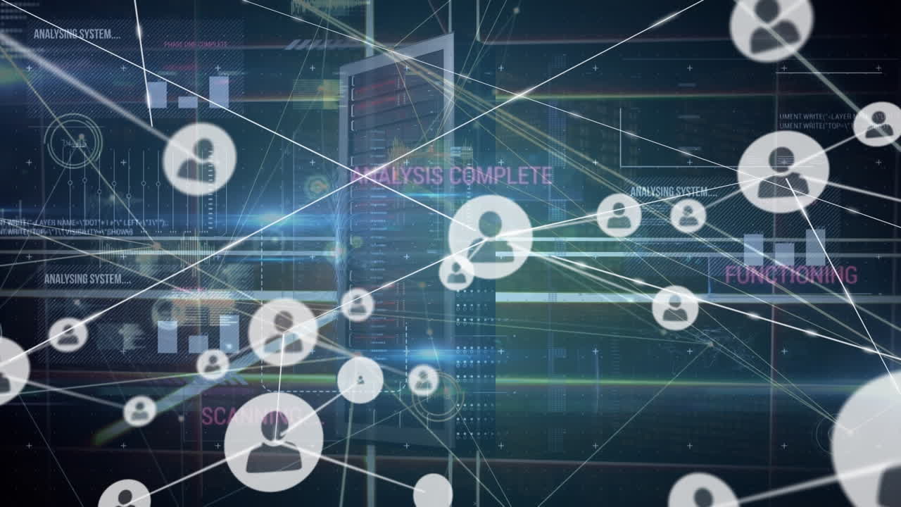 Animation of network of connections over data processing