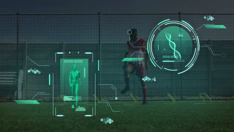 animation of data processing over diverse football players exercising