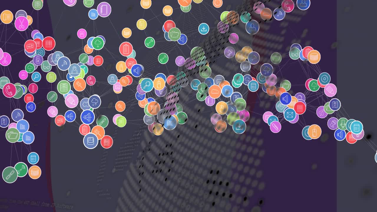 Animation of network of connections over globe and shapes