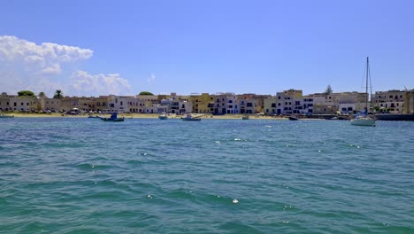 favignana of egadi islands as seen from boat, sicily in italy