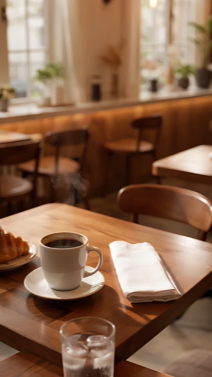Interno di caffè estetico con atmosfera accogliente 4K