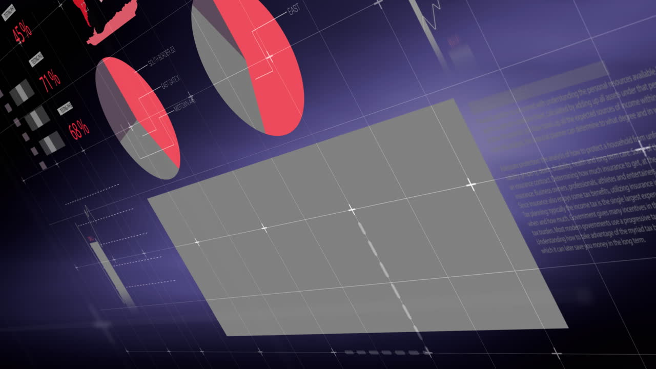 animación del procesamiento de datos financieros y estadísticas a través de la red