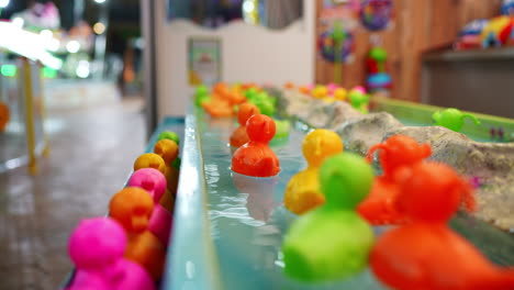 colorful rubber ducks in a carnival water game