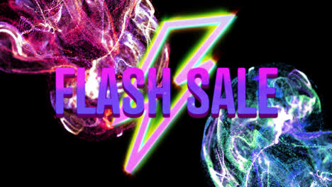 animation of flash sale text over lightening moving purple wave