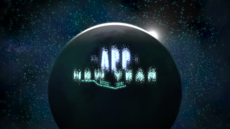 happy new year text with planet and stars in black galaxy
