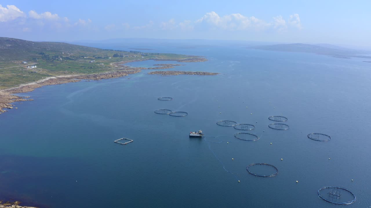 eisc úi flatharta, 양어장, ardmore, kilkieran bay, connemara, 카운티 골웨이, 아일랜드, 2021년 7월