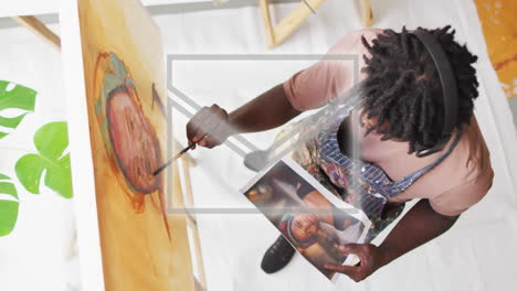 painting portrait, artist using reference with animation of envelope icon overlay