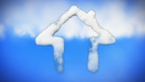droomhuis en blauwe hemel met wolken