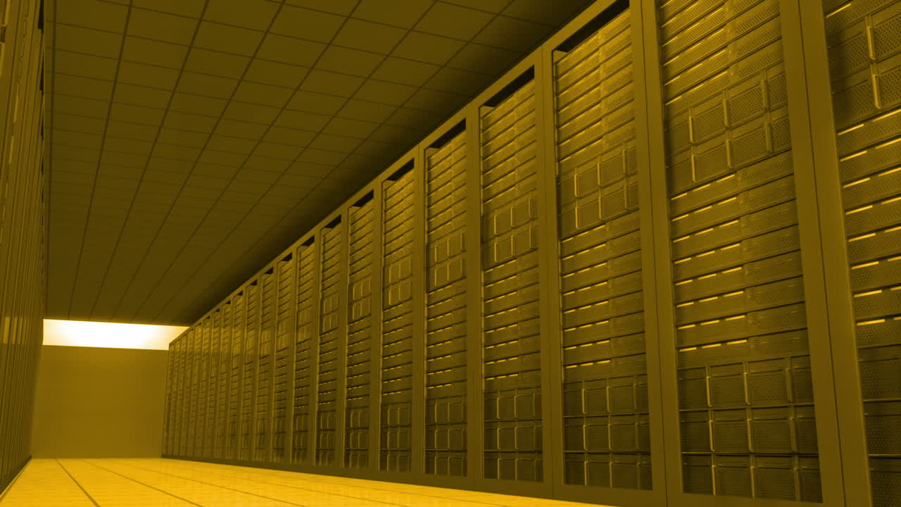 moviéndose a través de la sala de servidores amarilla