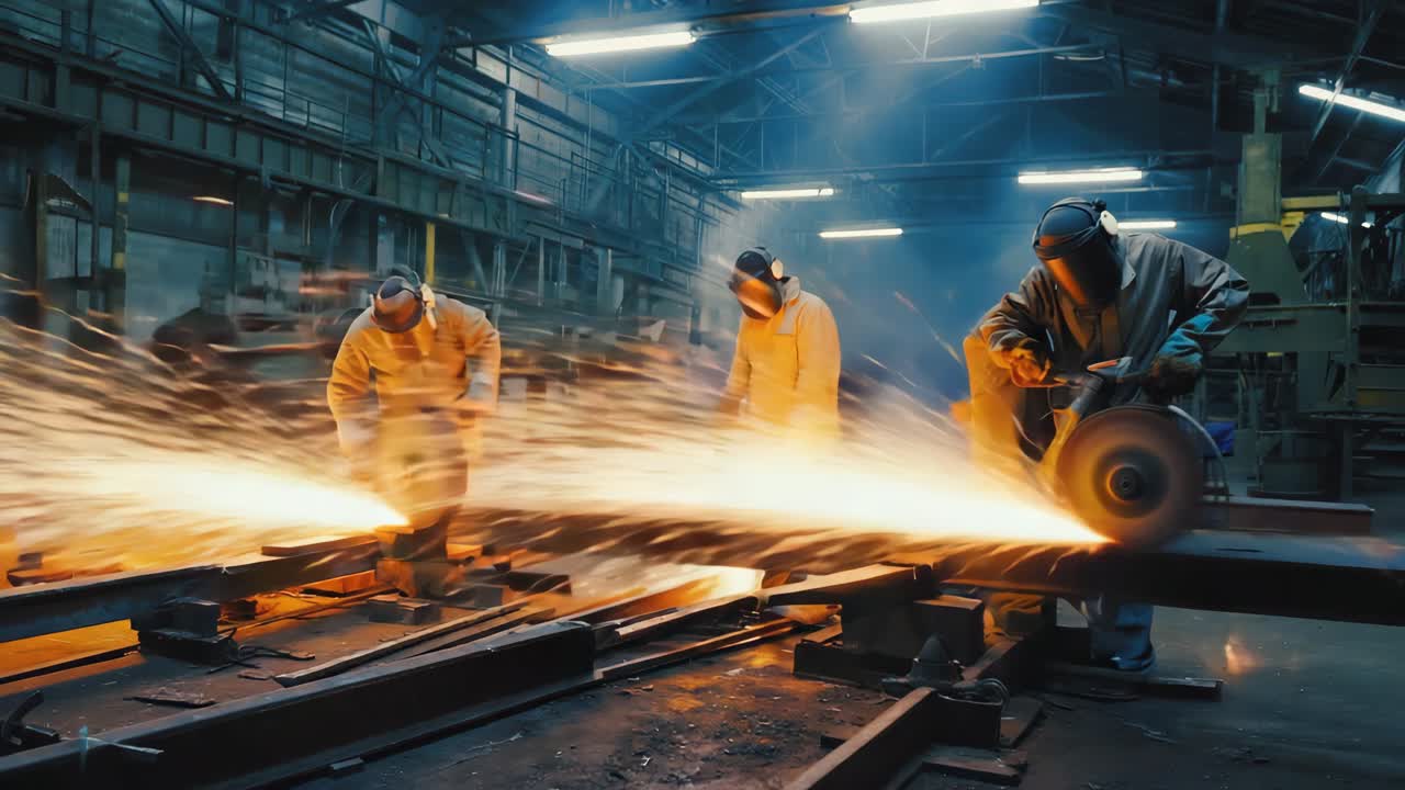 Metalworking Sparks in Industrial Workshop