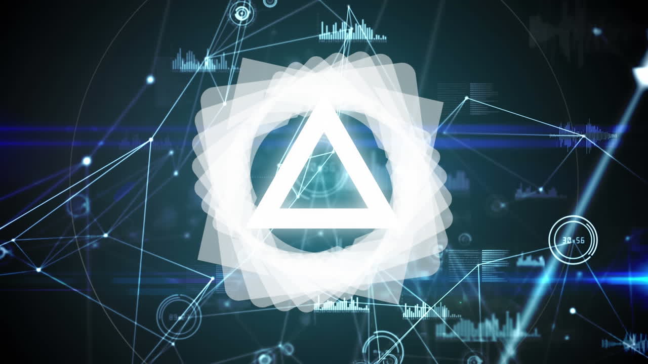 animación de formas geométricas con conexiones de datos