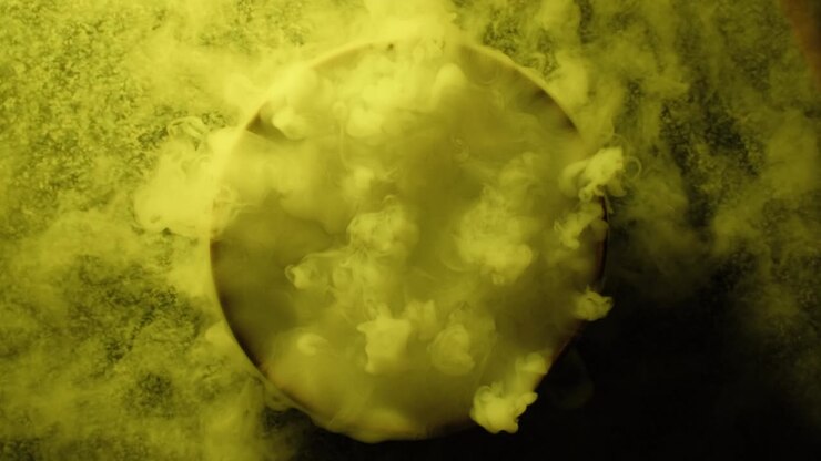 Texture of colored smoke close up. View from above