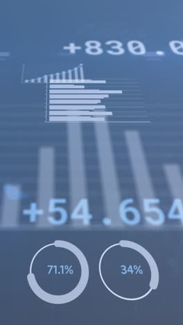 animación de datos financieros y gráficos sobre el fondo de la marina