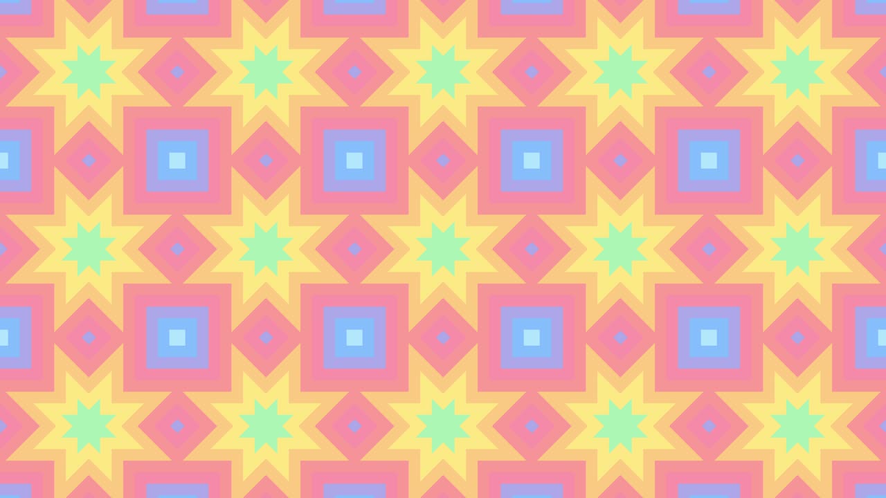 Abstract animated geometric rainbow mosaic in seamless loop motion graphics background