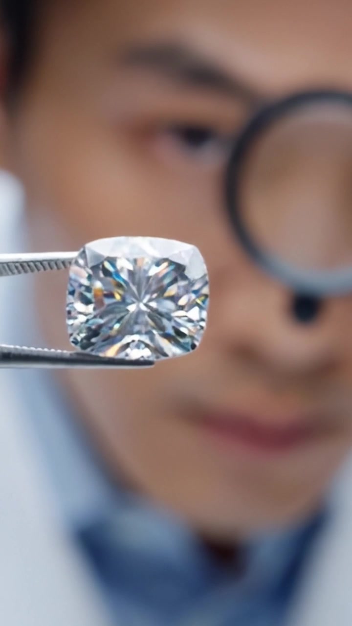 Un esperto di diamanti che esamina una gemma preziosa sotto ingrandimento con strumenti di precisione per garantirne qualità e autenticità in un ambiente di laboratorio professionale.