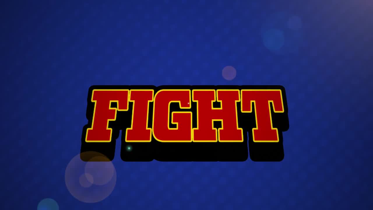 animación pantalla de videojuegos vintage con la lucha de palabras escrita