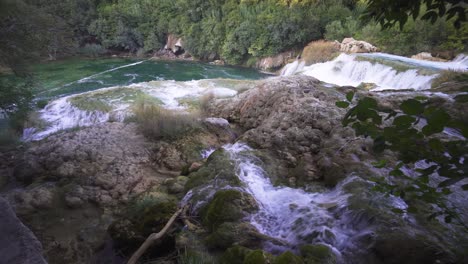 high vantage point of the small waterfall in krka national park dalmatia region croatia