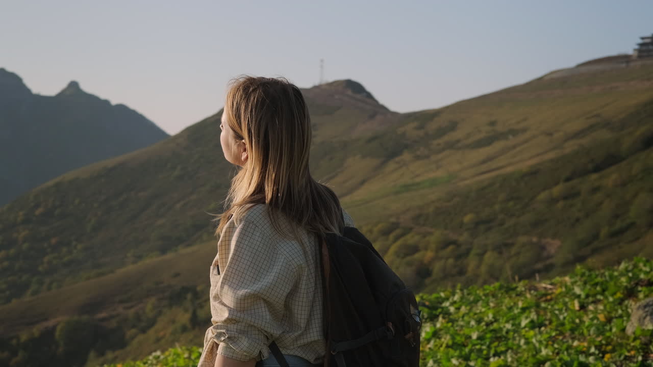 Woman Hiking in Mountains